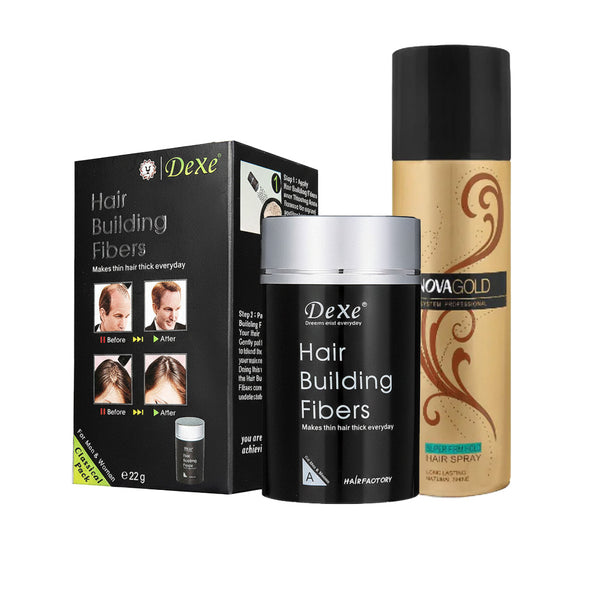 Dexe Hair Fiber & Nova Gold Hair Spray (Pack of 2)